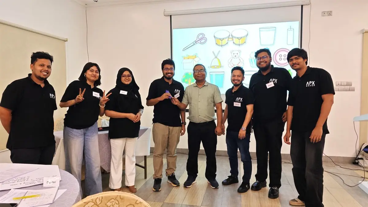 Colleagues at a training workshop in the office